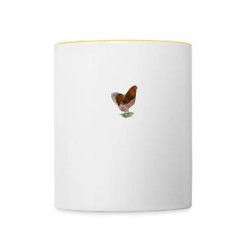 Wyandotten Huhn I Henne Ei Hahn Motiv für - Tasse zweifarbig - Weiß/Gelb - Vorne