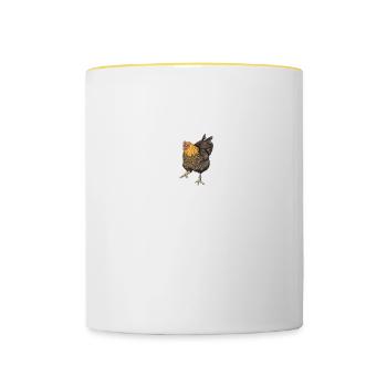 Wyandotten Huhn I Henne Ei Hahn Motiv für - Tasse zweifarbig - Weiß/Gelb - Vorne