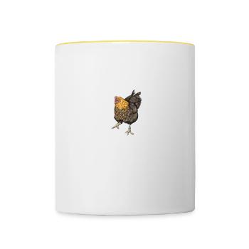 Wyandotten Huhn I Henne Ei Hahn Motiv für - Tasse zweifarbig - Weiß/Gelb - Vorne