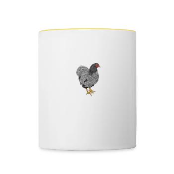 Wyandotten Huhn I Henne Ei Hahn Motiv für - Tasse zweifarbig - Weiß/Gelb - Vorne