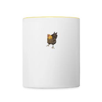 Wyandotten Huhn I Henne Ei Hahn Motiv für - Tasse zweifarbig - Weiß/Gelb - Vorne