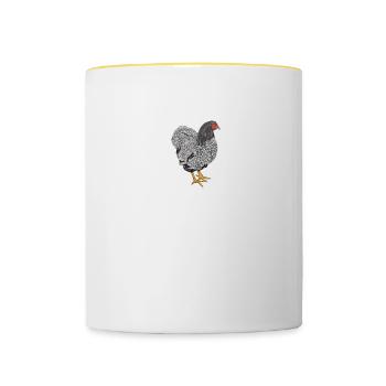 Wyandotten Huhn I Henne Ei Hahn Motiv für - Tasse zweifarbig - Weiß/Gelb - Vorne
