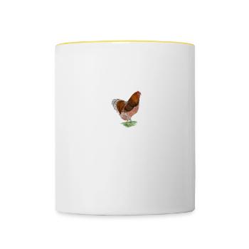 Wyandotten Huhn I Henne Ei Hahn Motiv für - Tasse zweifarbig - Weiß/Gelb - Vorne
