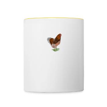 Wyandotten Huhn I Henne Ei Hahn Motiv für - Tasse zweifarbig - Weiß/Gelb - Vorne