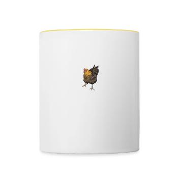 Wyandotten Huhn I Henne Ei Hahn Motiv für - Tasse zweifarbig - Weiß/Gelb - Vorne