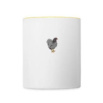 Wyandotten Huhn I Henne Ei Hahn Motiv für - Tasse zweifarbig - Weiß/Gelb - Vorne