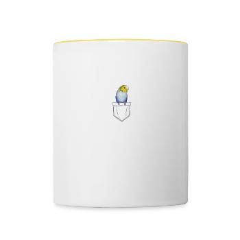 Wellensittich I Sittich Vogel Budgie Motiv für - Tasse zweifarbig - Weiß/Gelb - Vorne