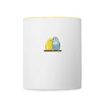 Wellensittich I Sittich Vogel Budgie Motiv für - Tasse zweifarbig - Weiß/Gelb - Vorne