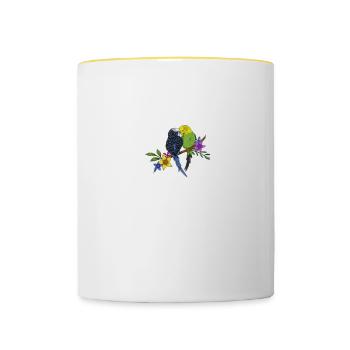 Wellensittich I Sittich Vogel Budgie Motiv für - Tasse zweifarbig - Weiß/Gelb - Vorne