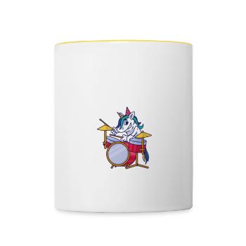Girls Play Drums, Get Over It 2 - Contrasting Mug - white/yellow - Front