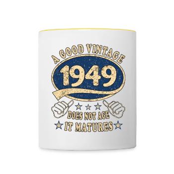 74th Birthday 1949 '74 Good vintage - Contrasting Mug - white/yellow - Front