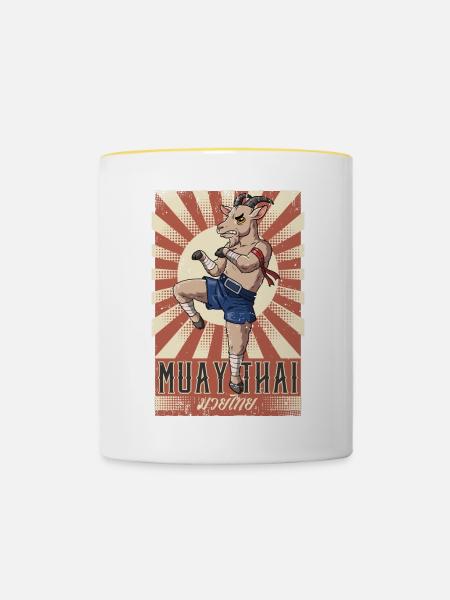 Muay Thai - Tasse zweifarbig - Weiß/Gelb