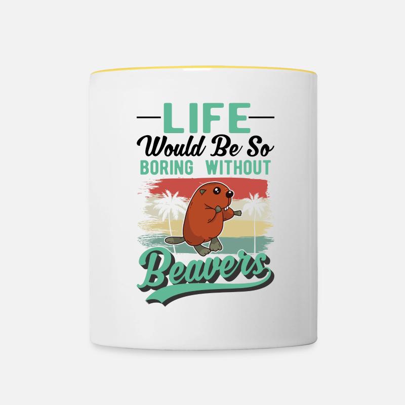 Beaver Gift Beaver Dam - Contrasting Mug - white/yellow