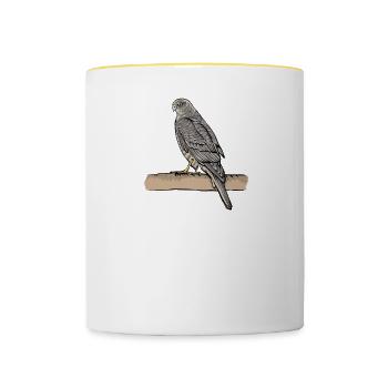 Sperber Vogel I Greifvogel Motiv für Ornithologen - Tasse zweifarbig - Weiß/Gelb - Vorne