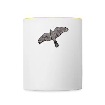 Sperber Vogel I Greifvogel Motiv für Ornithologen - Tasse zweifarbig - Weiß/Gelb - Vorne