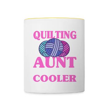 Quilten Geschenk Nähen Stricken Quilter - Tasse zweifarbig - Weiß/Gelb - Vorne