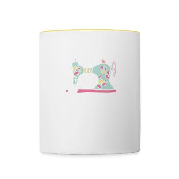 Quilten Geschenk Nähen Stricken Quilter - Tasse zweifarbig - Weiß/Gelb - Vorne