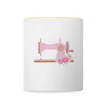 Quilten Geschenk Nähen Stricken Quilter - Tasse zweifarbig - Weiß/Gelb - Vorne