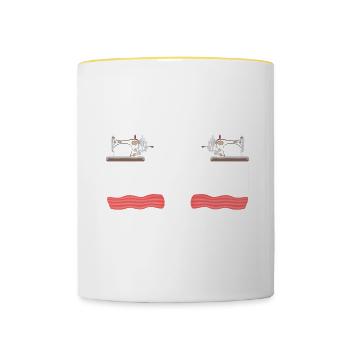 Quilten Geschenk Nähen Stricken Quilter - Tasse zweifarbig - Weiß/Gelb - Vorne