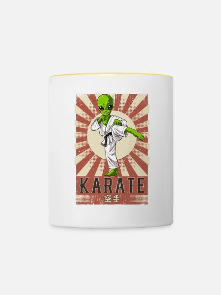 Karate - Tasse zweifarbig - Weiß/Gelb
