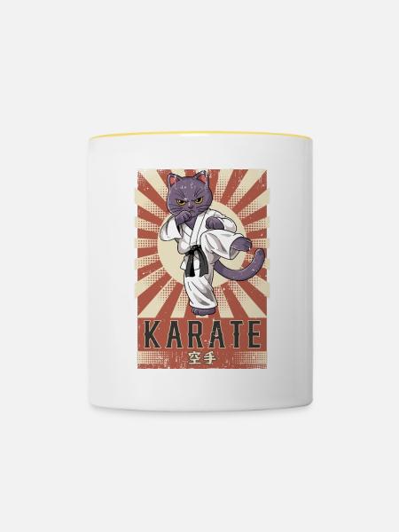 Karate - Tasse zweifarbig - Weiß/Gelb