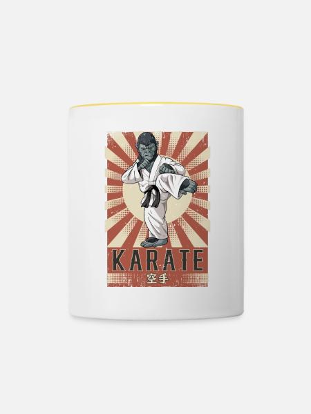 Karate - Tasse zweifarbig - Weiß/Gelb