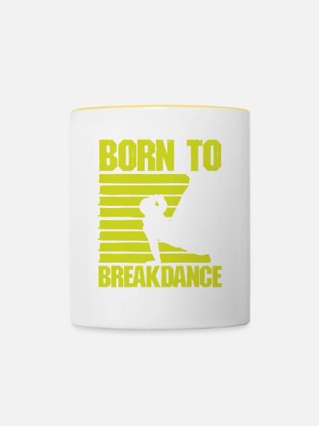 born to breakdance - Tasse zweifarbig - Weiß/Gelb