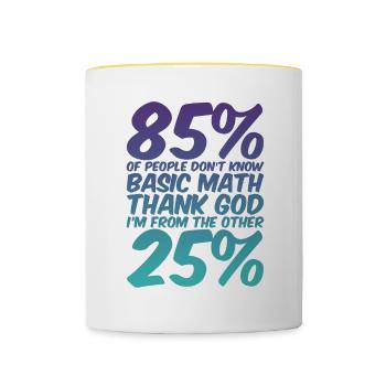 85% des gens ne connaissent pas les mathématiques de base 2 - Mug contrasté - blanc/jaune - Devant