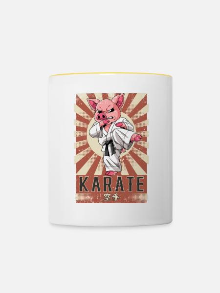 Karate - Tasse zweifarbig - Weiß/Gelb