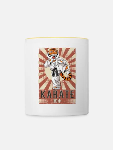 Karate - Tasse zweifarbig - Weiß/Gelb