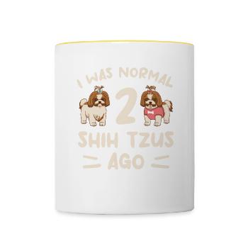 Ich war normal vor 2 shih tzus shih tzu lover - Tasse zweifarbig - Weiß/Gelb - Vorne