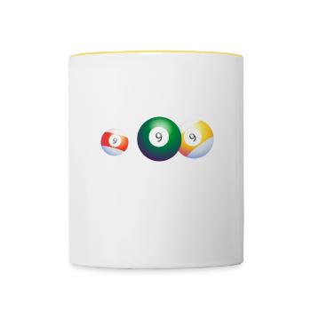 Je suis probablement, 1 en train de jouer, 2 sur le point de jouer, 2 - Mug contrasté - blanc/jaune - Devant