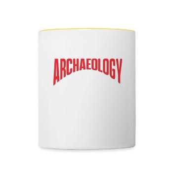 Archaeologist Gift Archaeology - Contrasting Mug - white/yellow - Front