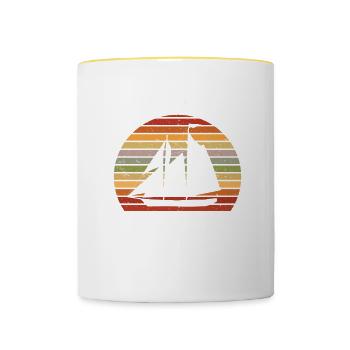 Voilier Cadeau Voilier Capitaine de navigation - Mug contrasté - blanc/jaune - Devant