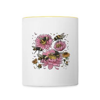 Bienenliebhaber Cottagecore Ästhetisches - Tasse zweifarbig - Weiß/Gelb - Vorne