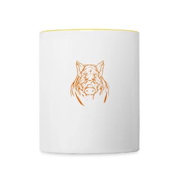 Natur & Wild I Jagd Schwarzwild Keiler Motiv für - Tasse zweifarbig - Weiß/Gelb - Vorne