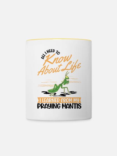 Gottesanbeterin Mantis Fangschrecke - Tasse zweifarbig - Weiß/Gelb