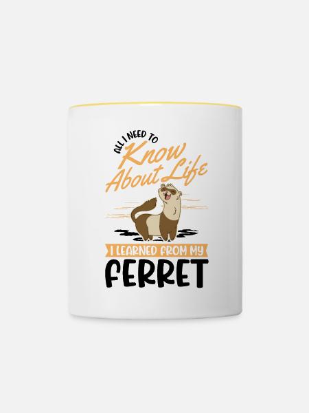 Frettchen Spruch Ferret - Tasse zweifarbig - Weiß/Gelb