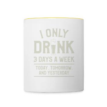 Ich trinke nur 3 Tage die Woche, heute, morgen und - Tasse zweifarbig - Weiß/Gelb - Vorne