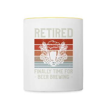 Retraité, enfin temps pour le brassage de la bière, brassage à domicile - Mug contrasté - blanc/jaune - Devant