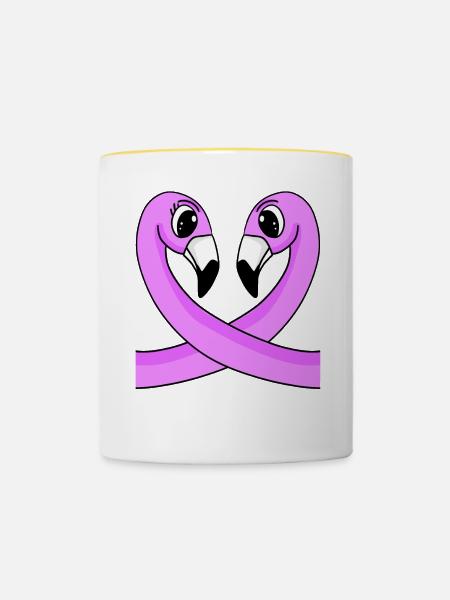 Flamingos Flamingo Liebe - Tasse zweifarbig - Weiß/Gelb