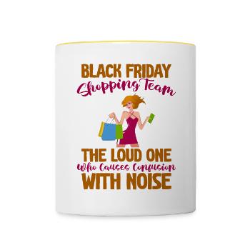 Black Friday Shopping Team 4 - Tasse zweifarbig - Weiß/Gelb - Vorne