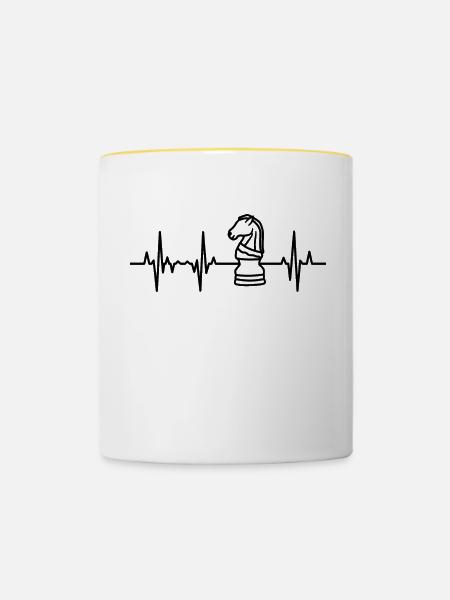 Schach Herzlinie - Tasse zweifarbig - Weiß/Gelb
