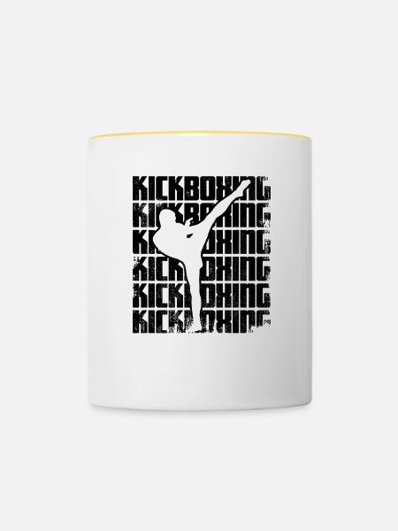 Kickboxen - Tasse zweifarbig - Weiß/Gelb
