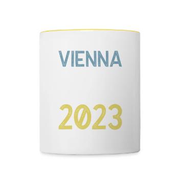 Vienna 2023 Wien Krone - Tasse zweifarbig - Weiß/Gelb - Vorne