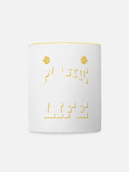 plastik save the ocean - Tasse zweifarbig - Weiß/Gelb