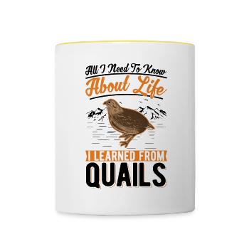 Quail Gift Quail Breeder - Contrasting Mug - white/yellow - Front