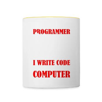 I'm A Programmer I Will Not Fix Your Computer - Tasse zweifarbig - Weiß/Gelb - Vorne