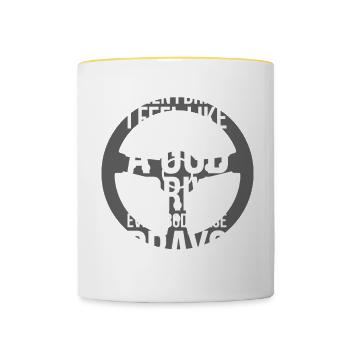 Dieu Conducteur Drôle de slogan Excès de vitesse Conduite rapide - Mug contrasté - blanc/jaune - Devant
