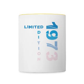 50e anniversaire homme femme 50 ans 1973 - Mug contrasté - blanc/jaune - Devant